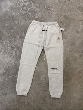 Essentials Men’s Light Gray Joggers with Drawstring